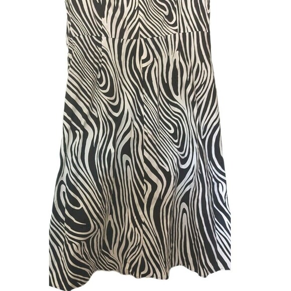 DLG Estilo Dress Size 12 Black And White Swirled Print Zebra Twiggy Retro 70s - Picture 5 of 7